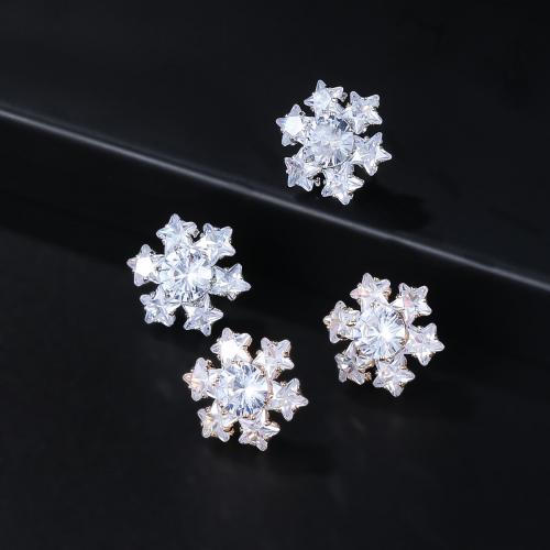 Cubic Zirconia Micro Pave Brass Earring, Flower, fashion jewelry & micro pave cubic zirconia & for woman [