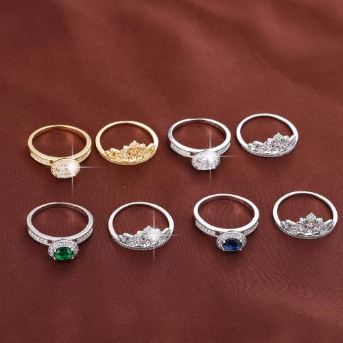 Cubic Zirconia Micro Pave Brass Finger Ring, plated, 2 pieces & Unisex & micro pave cubic zirconia 