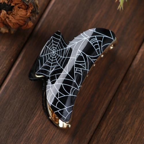 Hair Claw Clips, Acrylic, handmade, Halloween Design & printing & for woman, black 