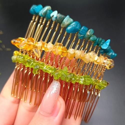 Decorative Hair Combs, Iron, with Quartz, handmade & for woman [