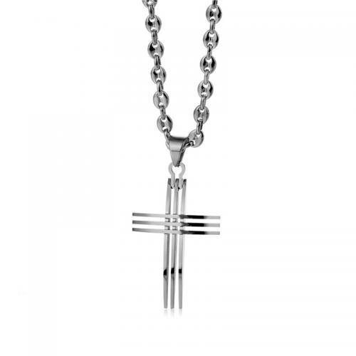 Edelstahl Schmuck Halskette, 304 Edelstahl, Kreuz, poliert, unisex & verschiedene Stile für Wahl, keine, Pendant -34*65mm, Länge:ca. 50 cm, verkauft von PC