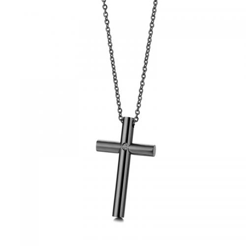 Zirkonia Edelstahl Halskette, 304 Edelstahl, mit Verlängerungskettchen von 5CM, Kreuz, poliert, unisex & Micro pave Zirkonia, keine, Länge:ca. 45 cm, verkauft von PC