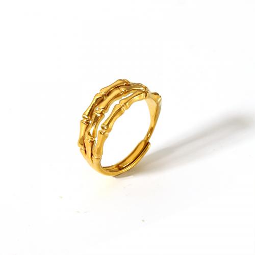 Edelstahl Fingerring, 304 Edelstahl, Vakuum-Ionen-Beschichtung, Modeschmuck & verschiedene Stile für Wahl & für Frau, goldfarben, verkauft von PC