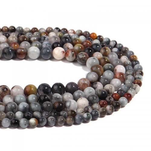 Single Gemstone Beads, Hawk-eye Stone, Round, DIY mixed colors Approx 38 cm 