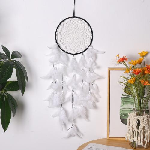 Mode Dreamcatcher, plume, avec Canne & Nylon & fer, fait à la main, pour la maison et le bureau, blanc, 680mm, Vendu par PC