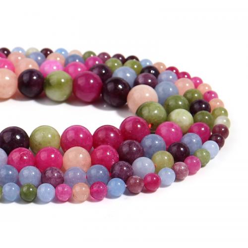 Perles de Tourmaline naturels, Rond, DIY & normes différentes pour le choix, couleurs mélangées Environ 38 cm, Vendu par brin