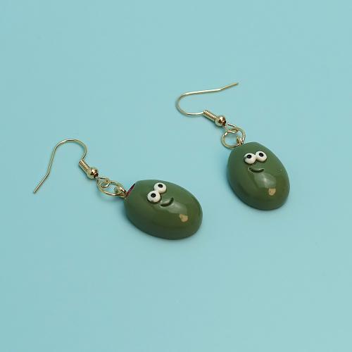 Resin Drop Earring, Iron, with Resin, Bean, fashion jewelry 