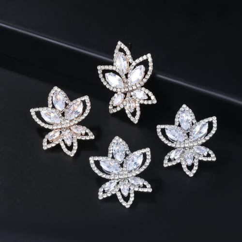 Cubic Zirconia Micro Pave Brass Earring, Flower, fashion jewelry & micro pave cubic zirconia & for woman [