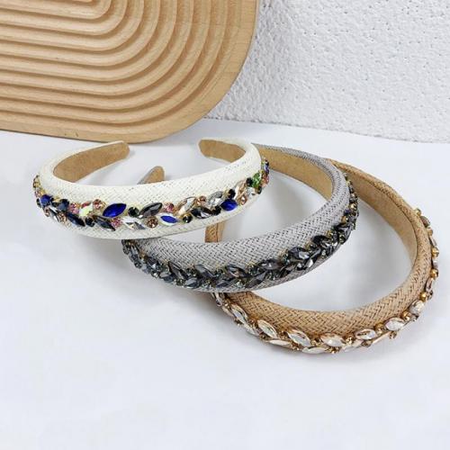 Hair Bands, Straw, handmade, for woman & with rhinestone [