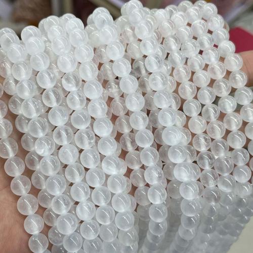 Single Gemstone Beads, Gypsum Stone, Round, DIY, white, 8mm, Approx 