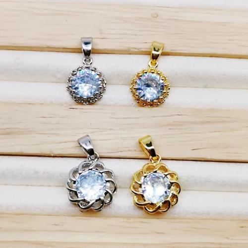 Cubic Zirconia Brass Pendants, with Cubic Zirconia, plated, DIY 