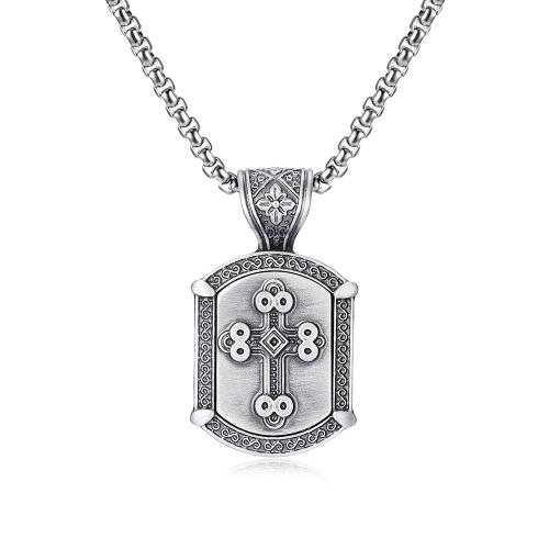 Collier de bijoux de titane, stannum (stannum), avec Acier titane, avec 1.97inch chaînes de rallonge, poli, bijoux de mode & pour homme Environ 23.62 pouce, Vendu par PC