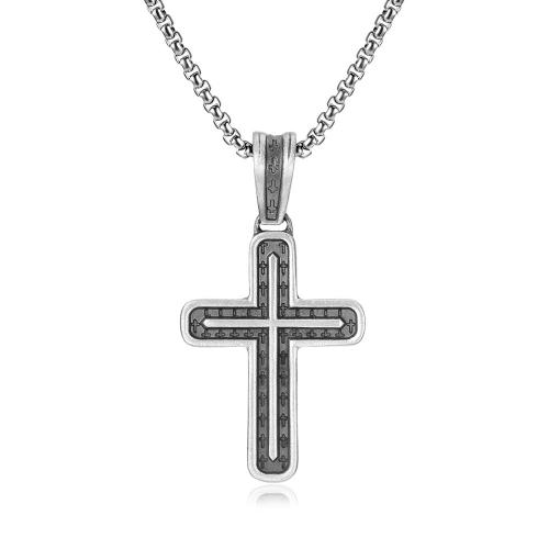 Collier de bijoux de titane, stannum (stannum), avec Acier titane, avec 1.97inch chaînes de rallonge, croix, poli, bijoux de mode & pour homme Environ 23.62 pouce, Vendu par PC