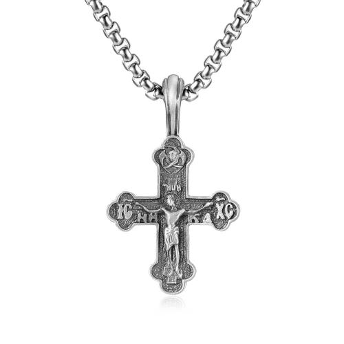 Collier de bijoux de titane, stannum (stannum), avec Acier titane, avec 1.97inch chaînes de rallonge, croix, poli, bijoux de mode & pour homme Environ 23.62 pouce, Vendu par PC