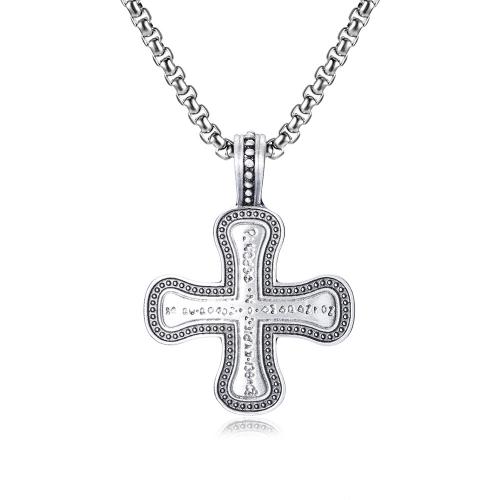 Collier de bijoux de titane, stannum (stannum), avec Acier titane, avec 1.97inch chaînes de rallonge, croix, poli, bijoux de mode & unisexe Environ 23.62 pouce, Vendu par PC