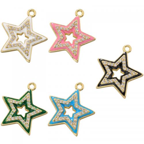 Rhinestone Brass Pendants, Star, for woman & enamel & with rhinestone Approx 1.2mm 