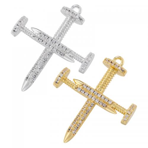 Cubic Zirconia Micro Pave Brass Pendant, Cross, fashion jewelry & micro pave cubic zirconia Approx 1.5mm [