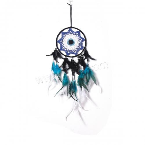 Mode Dreamcatcher, plume, avec Canne & Nylon & fer, fait à la main, pour la maison et le bureau & motif de mauvais œil, couleurs mélangées, Vendu par PC