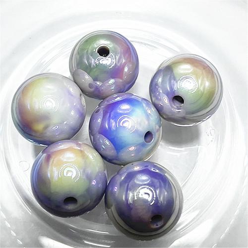 Plating Acrylic Beads, Round, UV plating, DIY 16mm, Approx [