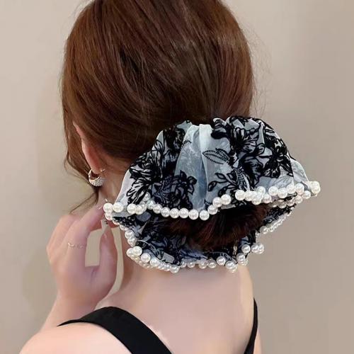 ヘアゴム, ポリエステル, とともに プラスチック製パール, ファッションジュエリー, 無色, Scrunchie diameter about 20CM wide about 7CM, 売り手 パソコン