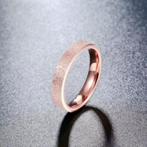 Anillo de dedo de acero Titanium de, Partículas de acero, chapado, diverso tamaño para la opción & para mujer & glaseado, color de rosa dorada, width:4mm,thickness:2mm, Vendido por UD