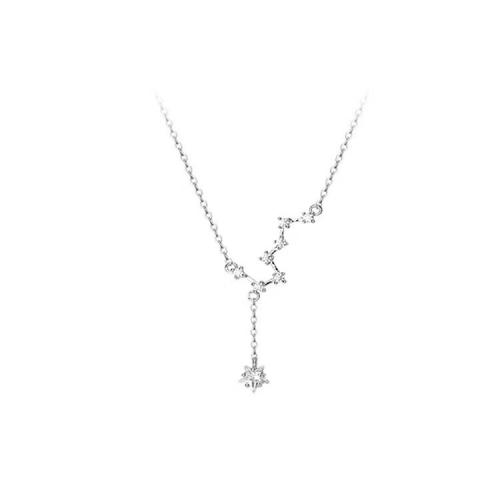 Collar de la joyería de plata esterlina, plata de ley 925, con 2inch extender cadena, Estrella, chapado en platina real, para mujer & con diamantes de imitación, longitud:aproximado 15.7 Inch, Vendido por UD