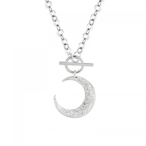 argent sterling 925 collier, avec 2inch chaînes de rallonge, lune, bijoux de mode & pour femme, argent Environ 15.7 pouce, Vendu par PC