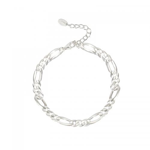 925 Sterling Silver Bracelet, with 1.2inch extender chain, fashion jewelry & for woman, silver color Approx 6.3 Inch 