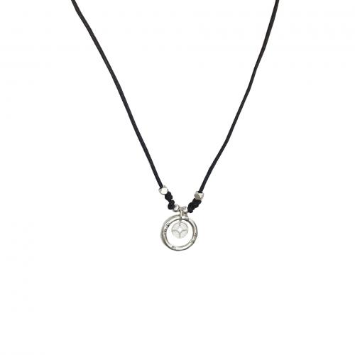 argent sterling 925 collier, avec cordon de polyester, Motif géométrique, unisexe & émail & creux, argent Environ 23.6 pouce, Vendu par PC