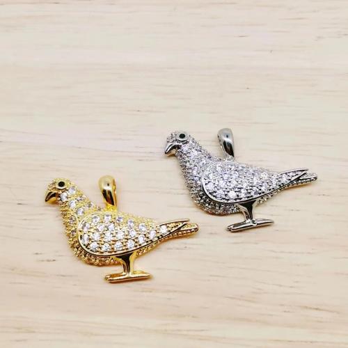 Cubic Zirconia Micro Pave Brass Pendant, Bird, plated, DIY & micro pave cubic zirconia [