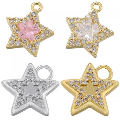 Rhinestone Brass Pendants, Star, fashion jewelry & with rhinestone 