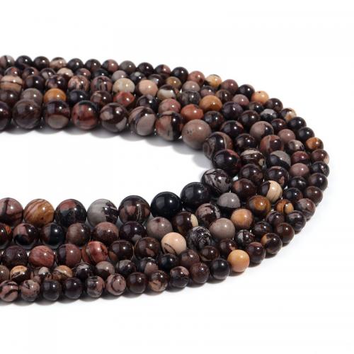 Single Gemstone Beads, Natural Stone, Round, DIY mixed colors Approx 38 cm 