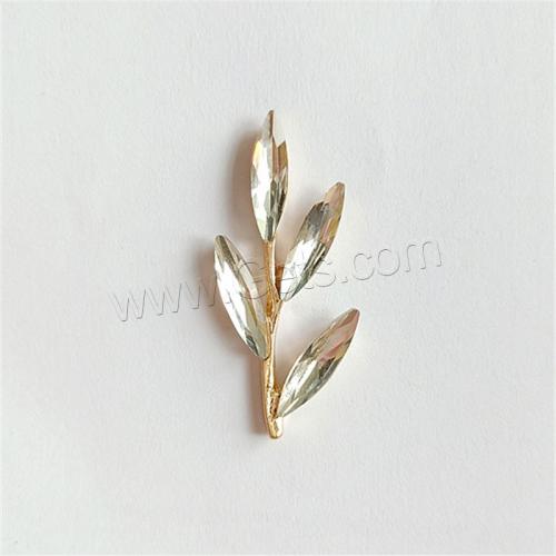 Haarstock-Befunde, Zinklegierung, Blatt, goldfarben plattiert, DIY & mit Strass, keine, 16x40mm, verkauft von PC