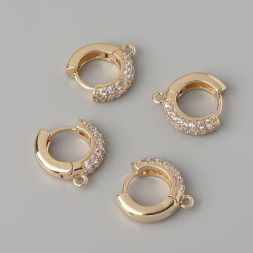 Composant anneau en laiton pour boucle d'oreille, beignet, Placage de couleur d'or, DIY & pavé de micro zircon Vendu par PC