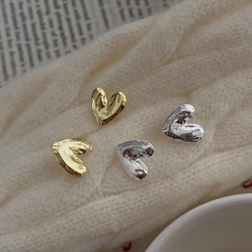 925 Sterling Silver Stud Earring, Heart, plated, Korean style & for woman 15mm [