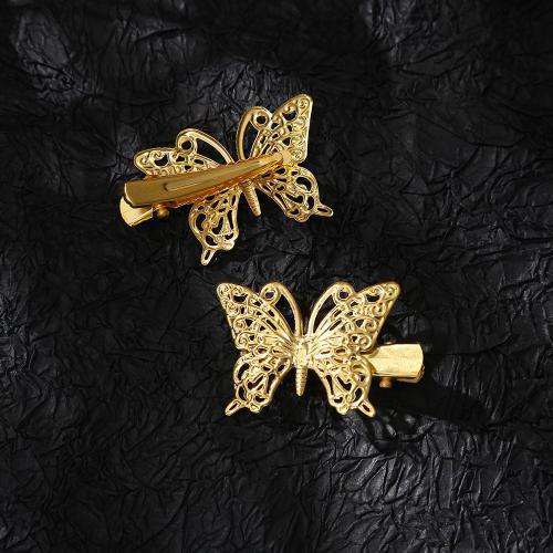 Alligator Hair Clip, Iron, Butterfly, DIY, golden, 35mm 