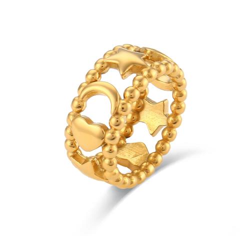 Edelstahl Fingerring, 304 Edelstahl, 18K vergoldet, Modeschmuck & für Frau & hohl, goldfarben, Größe:6, verkauft von PC