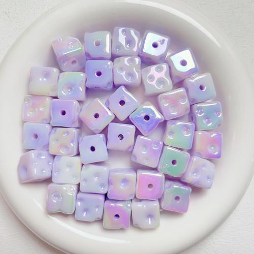 Plating Acrylic Beads, Square, UV plating, DIY 14mm Approx 3.5mm 