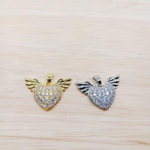 Cubic Zirconia Micro Pave Brass Pendant, Heart, plated, DIY & micro pave cubic zirconia [