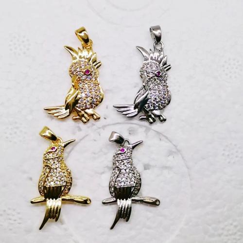 Cubic Zirconia Micro Pave Brass Pendant, Bird, plated, fashion jewelry & DIY & micro pave cubic zirconia [