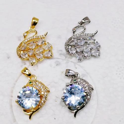 Cubic Zirconia Micro Pave Brass Pendant, plated, fashion jewelry & DIY & micro pave cubic zirconia [