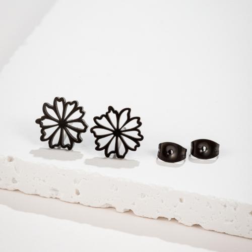 Stainless Steel Stud Earring, 304 Stainless Steel, Flower, Vacuum Ion Plating, fashion jewelry & for woman & hollow 12mm 