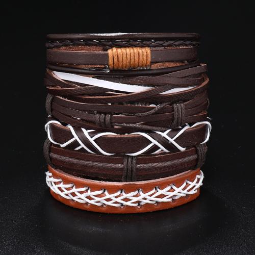 PU Leather Cord Bracelets, with Wax Cord, 6 pieces & fashion jewelry & Unisex Approx 17-24 cm [