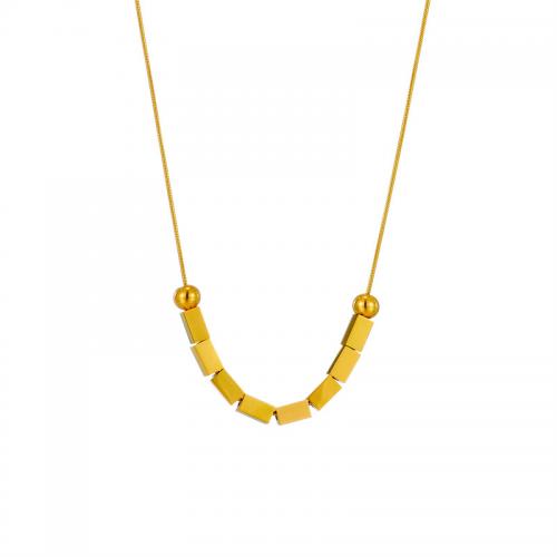 Collier de bijoux de titane, Acier titane, avec 1.97inch chaînes de rallonge, Plaqué or 18K, bijoux de mode & pour femme, doré Environ 16.14 pouce, Vendu par brin