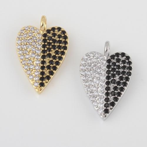 Cubic Zirconia Micro Pave Brass Pendant, Heart, plated, DIY & micro pave cubic zirconia [