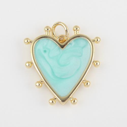 Enamel Brass Pendants, Heart, gold color plated, DIY 