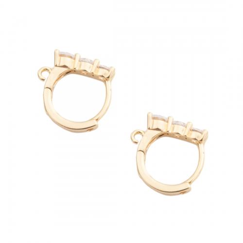 Brass Hoop Earring Components, real gold plated, DIY & micro pave cubic zirconia, golden Approx 1.5mm 