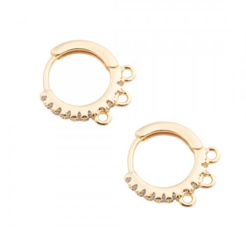 Brass Hoop Earring Components, real gold plated, DIY & micro pave cubic zirconia, golden Approx 1.5mm 