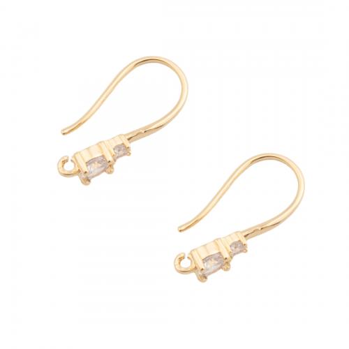 Brass Hook Earwire, real gold plated, DIY & micro pave cubic zirconia, golden Approx 1mm 