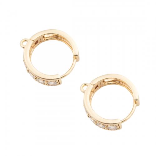 Brass Hoop Earring Components, real gold plated, DIY & micro pave cubic zirconia, golden Approx 1.5mm 